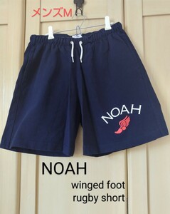 NOAH メンズM ノア Winged Foot Rugby Short ラグビーショーツ コットン ショートパンツ ネイビー カナダ製 20SS ベイクルーズ正規品