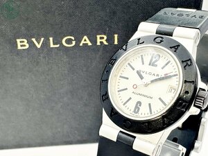 AK0605069　＊ 1円～！ BVLGARI ブルガリ ALUMINIUM アルミニウム AL32A アイボリー文字盤 デイト 純正ベルト メンズ クォーツ 腕時計