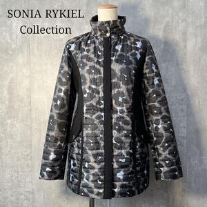 SONIA RYKIEL Collection ソニアリキエルコレクション アート柄 レオパード柄 キルティングジャケット バイカラーリブ切替