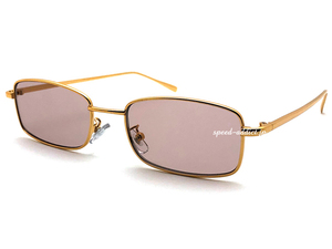 METAL SQUARE SUNGLASS for JAPANESE GOLD × LIGHT BROWN/メタルスクエアサングラスメタルフレームライトブラウン四角ビジネスレトロ運転