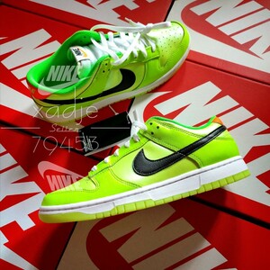 新品 正規品 NIKE ナイキ DUNK LOW SE ダンク ロー ボルト VOLT 蛍光 黄色 黒 白 オレンジ 28cm US10 本皮 蓄光 箱付き