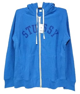 希少レア＆人気デザイン！新品タグ付き！STUSSY ステューシー/ロゴプリント/ジップアップ/スウェットパーカー L ブルー 2012年発売入手困難