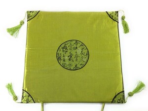 イス用座布団 薄型 中国式 クラシカルな伝統柄 房付き (グリーン)