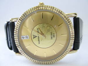 【YT-B40-59】VALENTINO DOMANI/バレンチノ ドマーニ FINE GOLD 999.9 VD-1023 宝飾系ウォッチ 3針QZ メンズ 未使用保管品? 稼働品