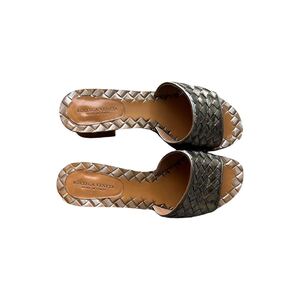 箱付き BOTTEGA VENETA ボッテガヴェネタ イントレチャート サンダル ヒール パンプス SANDAL PELLE S.CUOIO INTRECCIATO FURROW METAL 34