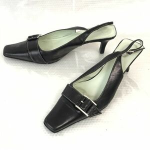 ナチュラルビューティーベーシック【24.0/黒/BLACK】バックストラップパンプス/サンダル/ビジネス/dress shoes◆Q-92