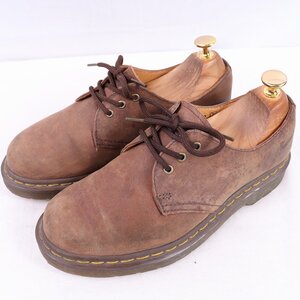 ドクターマーチン UK4/22.5cm-23.0cm/3ホール 1461 茶 ヌバック レザー ブーツ dr.martens レディース 古着 中古 dm4044