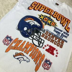 V838■USA/90sヴィンテージ★NFL/1998 SUPER BOWL CHAMPION★BRONCOS★Tシャツ■US XL