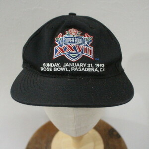 CAP225 90sビンテージ OTTO ベースボールキャップ■1990年代製 黒 ブラック SUPERBOWL NFL 刺繍 hat ハット 帽子 小物 アンティーク 古着