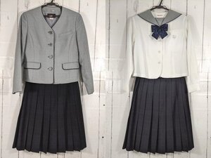 【as861】愛知県 緑丘高校 女子用学生服 制服 ブレザー+カーデガン+中間服セーラー服+冬服スカート+リボン◆Y23