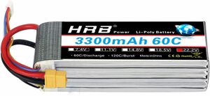 HRB 6S 22.2V 3300mAh 60C RC充電式リポ電池（XT60プラグ付き）リポ電池用RCクアドコプターヘリコプター