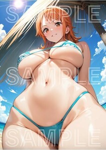 J8244 ナミ ONE PIECE ワンピース 【新作】 A4 同人 イラスト 美少女 美女 下着 水着 コスプレ アニメ ポスター セクシー エロ acg