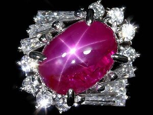 KG14296T【1円～】新品【RK宝石】≪Star Ruby≫ 極上非加熱スタールビー 大粒2.04ct!! 極上ダイヤモンド Pt900 高級リング ダイヤ