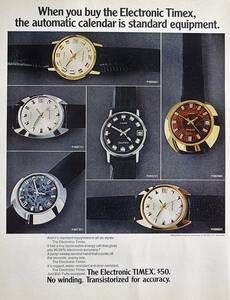 稀少・時計広告！1971年タイメックス 時計広告/The Electronic Timex Automatic Watches/アメリカン/W 