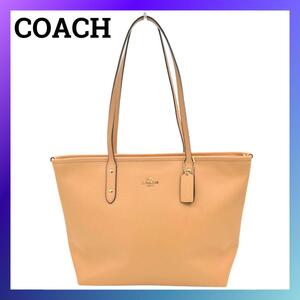 コーチ クロスグレーン F57522 ベージュ レザー レディース トートバッグ COACH