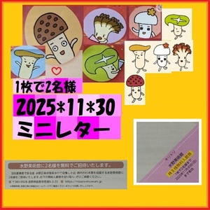 1枚で2名様　長野県長野市水野美術館 ホクト株主優待 無料入館券 2025*11*30　長野へ訪れたら　在住のお方も　優待で頂き新品未使用