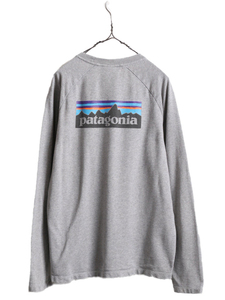 18年製 パタゴニア ロゴ 両面 プリント ライトウェイト スウェット メンズ L 古着 Patagonia 長袖 Tシャツ ロンT P-6 バックプリント 薄手