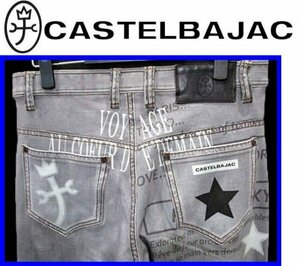 ★52(94cm)★\36300〓CASTELBAJACカステルバジャック〓綿ナイロンSLIM FITストレッチ星デニム柄インクジェットパンツ94