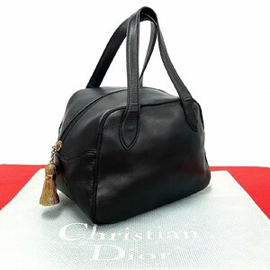 極 美品 希少品 Christian Dior クリスチャンディオール CD ロゴ レザー 本革 ハンドバック ミニ トートバッグ ブラック 黒 25044