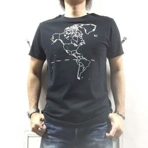 World MAP T-Shirt 世界地図 Tシャツ BLACK M