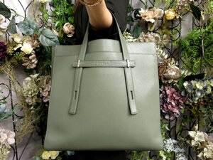 ●未使用 保管品●FURLA フルラ●ジョーヴェ●ロゴ型押し●カーフ レザー 本革●トート バッグ●グリーン系●SV金具●A4 書類●Js50663