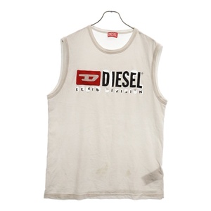 DIESEL ディーゼル 23SS T-Bisco-Divstroyed ロゴデストロイノースリーブカットソー タンクトップ A10725 ホワイト