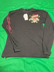 Ed Hardy エドハーディ 長袖Tシャツ ロンT ロンTシャツ ドクロ 骸骨 スカル ハート サイズ M 黒 ブラック 新品 紙タグ付き