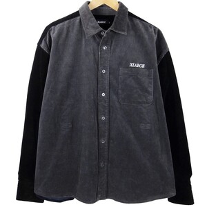 ■XLARGE エクストララージ 101223014004 PANELED CORDUROY L S SHIRT / メンズ / グレー ブラック ネイビー / コーデュロイシャツ size L