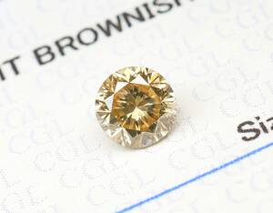 【100円～】0.430ct 天然ダイヤ Fancy Light Brownish Orange Yellow (ナチュラルカラー) I1