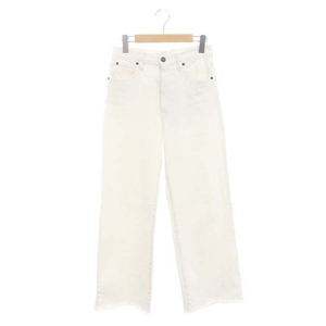 シルバーレイク WIDE CROP Denim デニムパンツ ホワイトデニム ジーンズ ジッパーフライ ワイド カットオフ 27 白 ■OS ■SH レディース