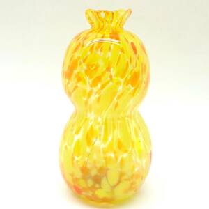 L74 マーブル 手吹きガラス ひょうたん型 デザインガラス フラワーベース 花器 花瓶