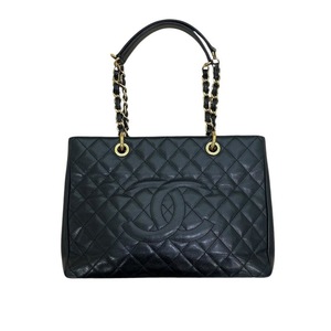 シャネル CHANEL GSTチェーントートバッグ 19番台 ブラック×ゴールド金具 キャビアスキン トートバッグ レディース 中古