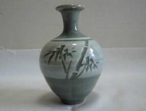 小さい 花瓶 一輪挿 青磁 花さし 花器 華道 茶道具 陶器 工芸品 フラワーベース レトロ