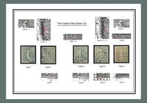 フランス・1903年 15c種まきの5種類の完全なセット・5種完