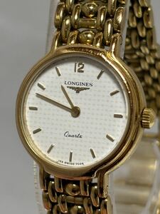 【135-36】1円〜【稼働品】LONGINES ロンジン 153 7034 クォーツ 純正ベルト ホワイト レディース 同梱不可