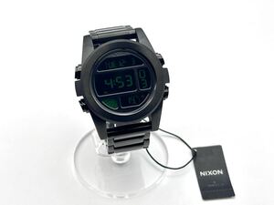 6-48 未使用 Nixon ニクソン Unit SS ユニット ステンレス ウォッチ 腕時計 A360032-00 クオーツ デジタル ブラック メタル 定価35,200円