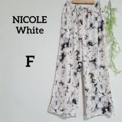 NICOLE White イージーパンツ ワイド ペイント柄 F シンプル