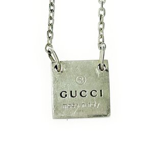 【1円スタート】GUCCI グッチ シルバー スクエアプレート 6.1g 925刻印 ネックレス 364133