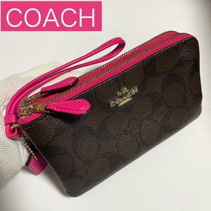 COACH コーチ ポーチ 財布 小物入れ シグネチャー　ダブルファスナー