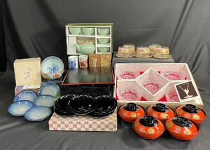 MIK923　土瓶茶器★湯呑★小鉢★小皿★お椀★クリスタル食器★弁当箱★有田焼★九谷焼★光琳絵★色々まとめて【1円スタート！！】