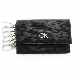 新品・本物 6連キーケース カルバンクライン Calvin Klein cK 31CK170002 リバープリントレザー CKロゴエンブレム ブラック /04