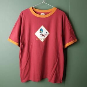 【美品】1995年 アメリカ製 おさるのジョージ ヴィンテージ リンガーTシャツ [skuuu紳士] vintage CRONIES CURIOUS GEORGE L レッド 赤 90s