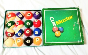 1円〜 希少 CUE MASTER BILLIARD BALLS SET OF 16. 24 POCKET BILLIARD SIZE ビリヤードボール 球 ボール ナインボール セット