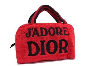 1円 ■新品同様■ ChristianDior クリスチャンディオール ジャドール コットン ハンドバッグ ミニボストン レッド系×ブラック系 FL0346