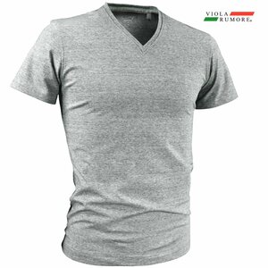 11372-gy VIOLA rumore ヴィオラルモーレ ビオラ 無地Tシャツ Vネック 細身 半袖Tシャツ mens メンズ(グレー灰) L シンプル メール便可