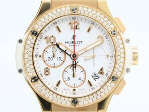 【 ウブロ HUBLOT 】 ビッグバン 341 ポルトチェルボ ダイヤベゼル K18/ラバー クロノグラフ 自動巻 デイト メンズ 箱・保 □新着 70230-1