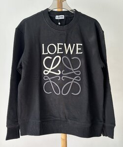 LOEWEロエベ ロゴ刺繍 ラウンドネック 長袖 スウェットシャツメンズ クルーネック スウェットシャツ 黒size L