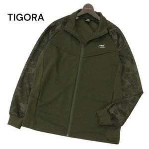 美品★ TIGORA ティゴラ 通年 ロゴ★ カモフラ切替 ジャージ ジャケット ブルゾン Sz.O　メンズ ゴルフ 大きいサイズ ゴルフ　C4T01903_3#O