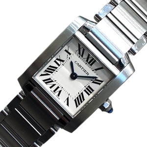 カルティエ Cartier タンクフランセーズSM W51008Q3 ホワイト SS 腕時計 レディース 中古