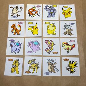 16枚セット ポケモン パン デコキャラシール 第11弾 ピカチュウ ニドラン リザード サンダース コイキング ガラガラ ポニータ など